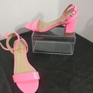 Dream Pairs Women's SZ 9.5 Hot Pink Carnival Ankle Strap Sandals Heels .